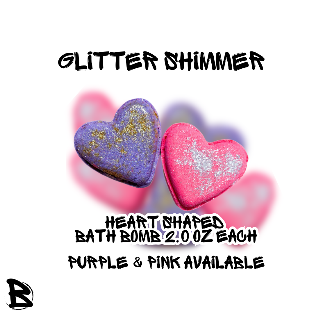 Glitter & Shimmer Heart Bath Bomb 2.0 oz