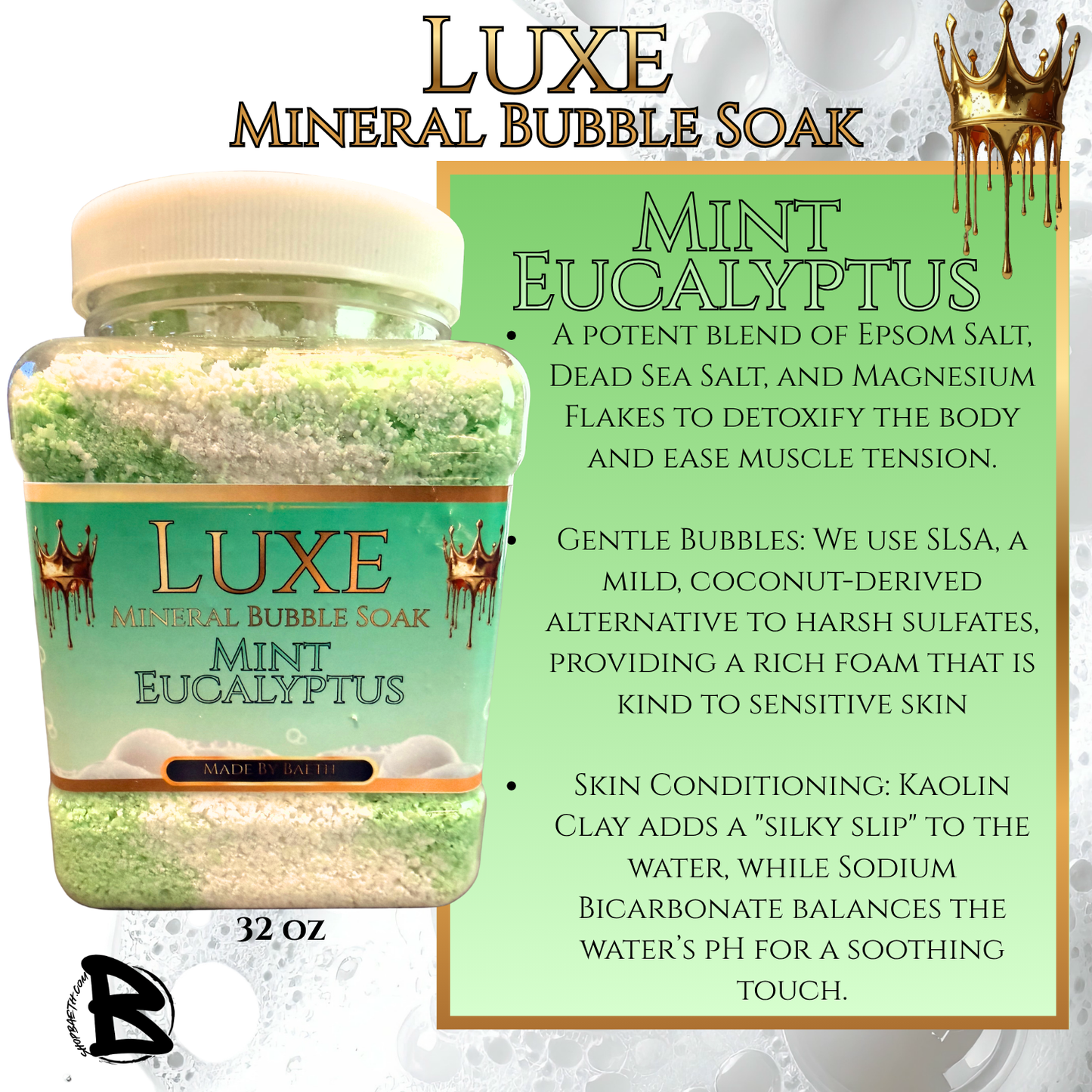 Mint Eucalyptus Luxe Mineral Bubble Soak