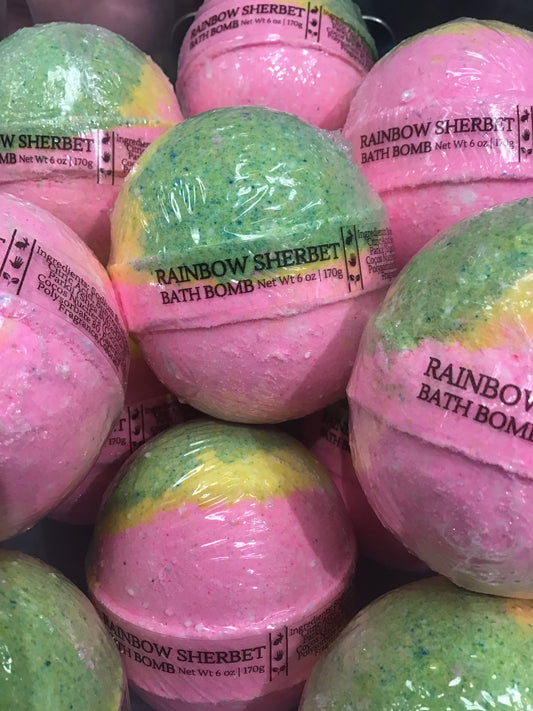 Rainbow Sherbet large 6oz bath bomb