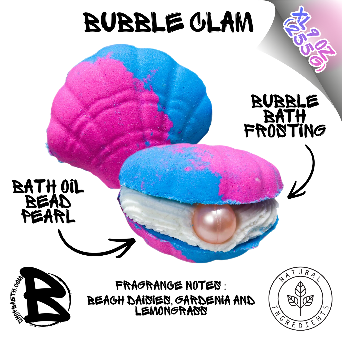 Bubble Clam Bath Bomb 9oz
