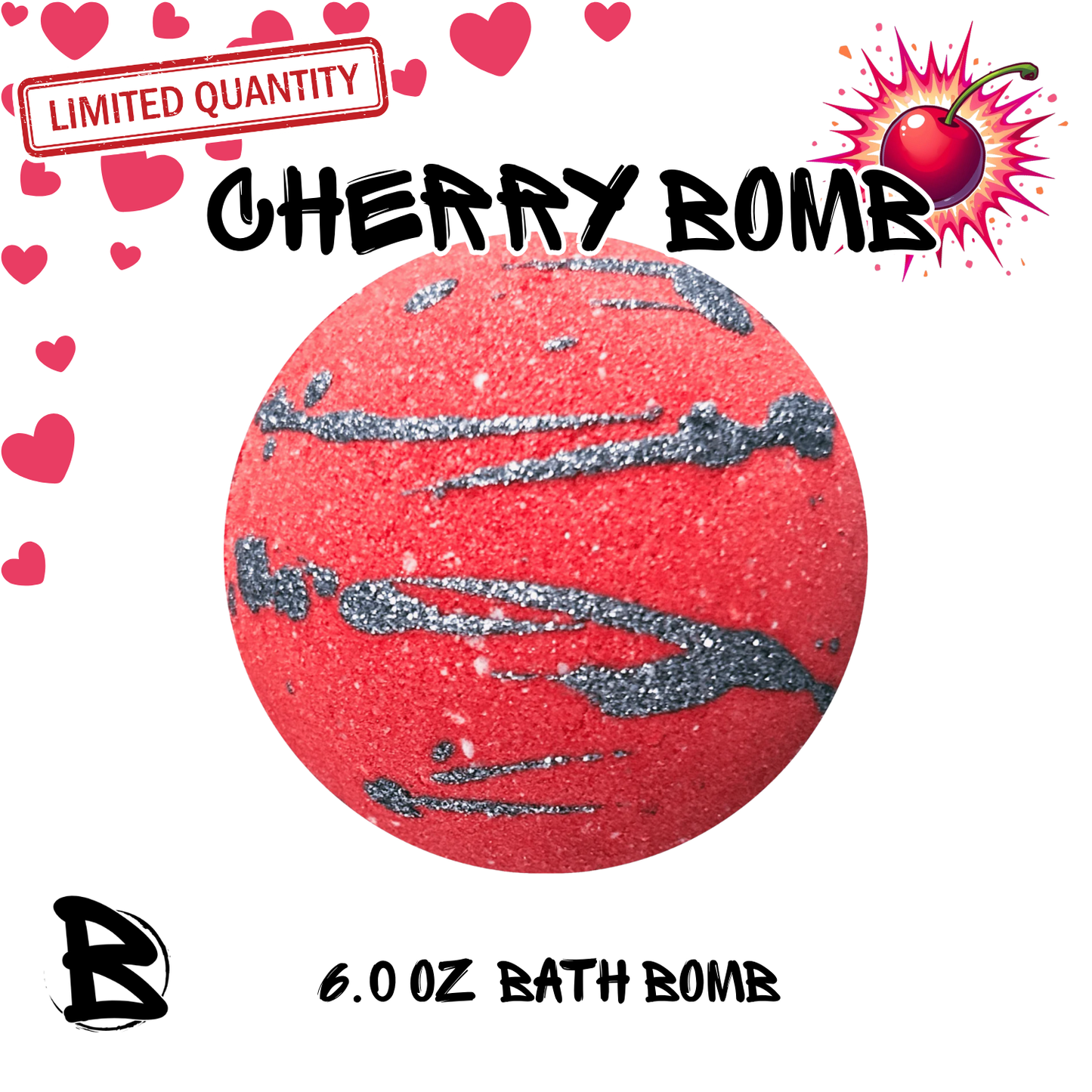 Cherry Bomb Bath Bomb Round 6oz  Sweetheart Collection