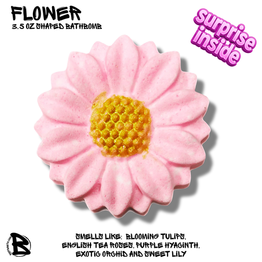 Flower Shaped  Bath Bomb 3.5oz with Surprise inside!