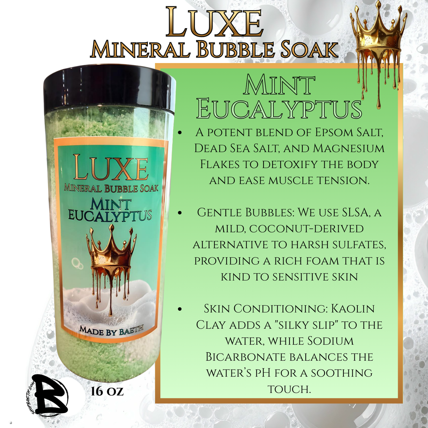 Mint Eucalyptus Luxe Mineral Bubble Soak