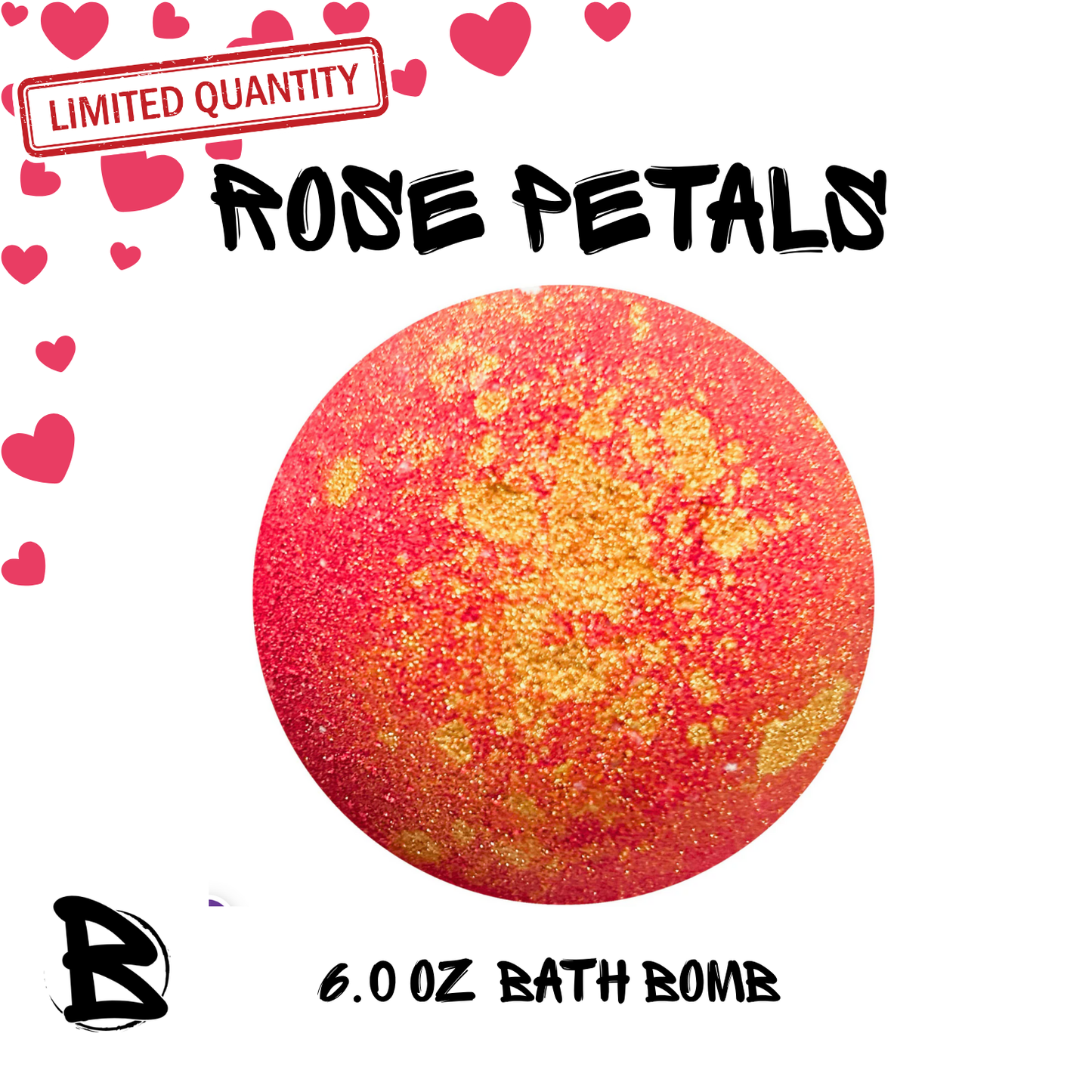 Rose Petals Bath Bomb Round 6oz  Sweetheart Collection