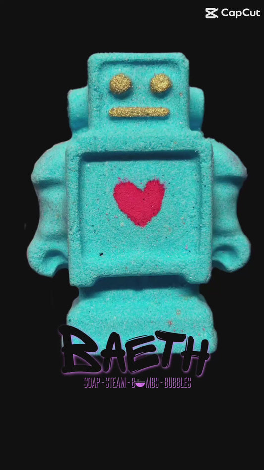 Robot Shaped Cherry Bath Bomb 5oz